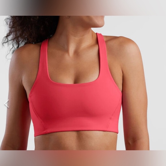 FREE PEOPLE MOVEMENT NEVER NETTWR SQUARE NECK SPORTS BRA NWT NEON CORAL SMALL - Picture 1 of 9